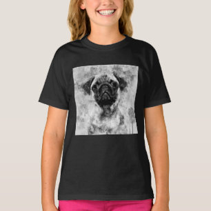 T-shirt Carlin Chien Aquarelle noir et blanc 01