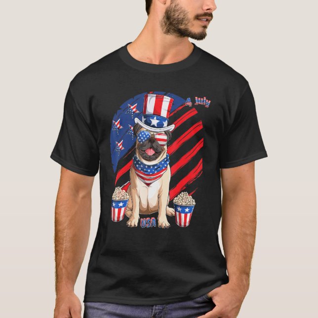 T-shirt Carlin Chien Chien Chien Chien 4 Juillet Patriotiq (Devant)
