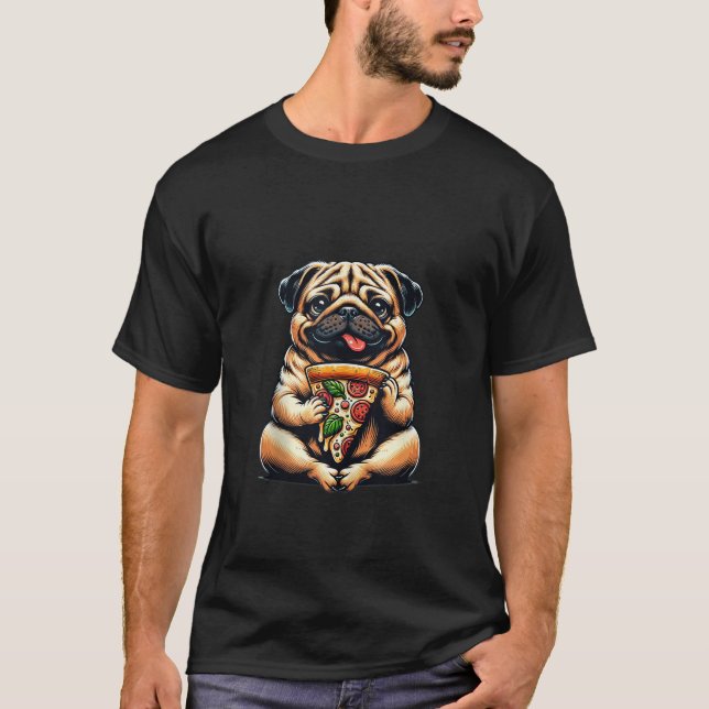T-shirt Carlin Chien Chien Chien Pizza Alimentation Débard (Devant)