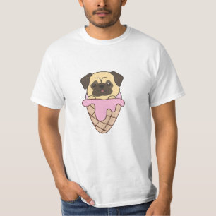 T-shirt Carlin Chien Chien rose Crème de glace gaufre mign