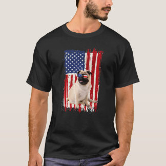 T-shirt Carlin Chien Drapeau Américain Indépendance Patrio