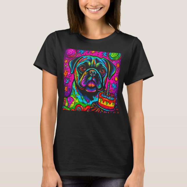 T-shirt Carlin Chien fête d'anniversaire (Devant)