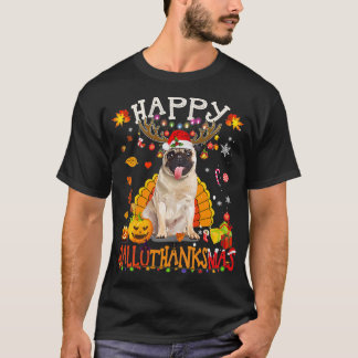 T-shirt Carlin Chien Hallothanksmas Halloween Thanksgivin