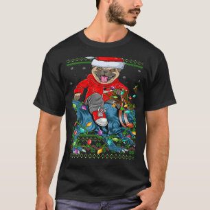 T-shirt Carlin Chien laide Xmas lumière Carlin équitation 
