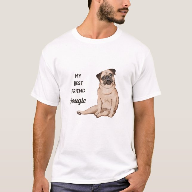 T-shirt Carlin Chien Mon meilleur ami Nom personnalisé T-s (Devant)