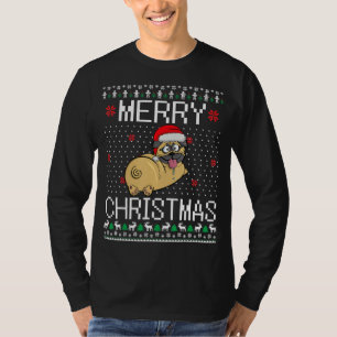 T-shirt Carlin Chien Noël Doux moche Drôle Joyeux Pugmas