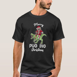 T-shirt Carlin Chien Père Noël équitation Dinosaur T Rex C