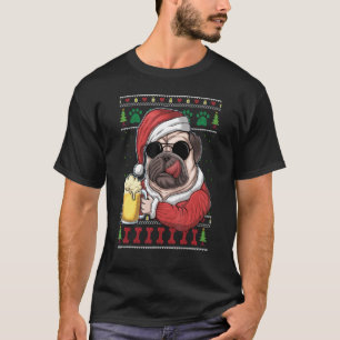 T-shirt Carlin Chien Père Noël Vacances de Noël laid Chien