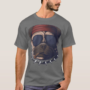 T-shirt carlin chien tête fumée propriétaire chien doggy v