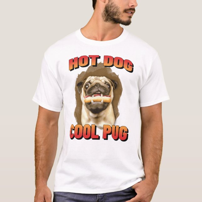 T-shirt Carlin Cool Hot Dog Carlin américain Pugabull (Devant)
