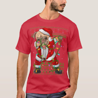 T-shirt Carlin Dabbing Chien Xmas Lumières Drôle Laid Laid