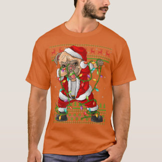 T-shirt Carlin Dabbing Chien Xmas Lumières Drôle Laid Laid