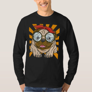 T-shirt Carlin de lunettes de chien mignonne