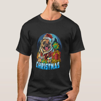 T-shirt Carlin de Noël Carlin de chien Santa Hat Vilain No