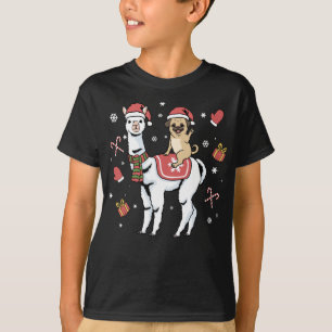 T-shirt Carlin de Noël Llama Chien Joyeux Noël Alpaca