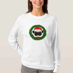 T-shirt Carlin de Noël mignon Père Noël en couronne
