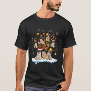T-shirt Carlin de Noël sur arbre drôle Père Noël Amoureux