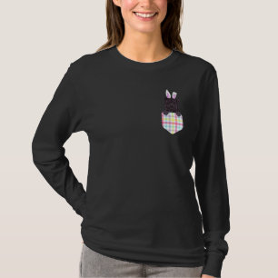 T-shirt Carlin de Pâques à carreaux Bunny Chien Dans La Po