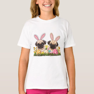 T-shirt Carlin de Pâques Chiens Lapin Oreilles