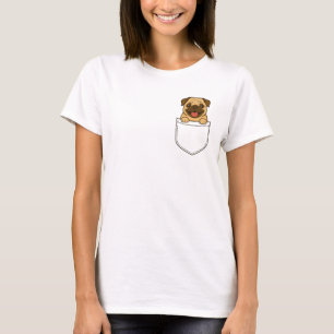 T-shirt Carlin de poche - mignon chien de dessin dans 🐾 c