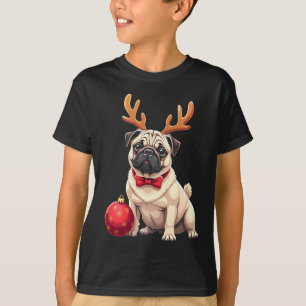 T-shirt Carlin Dog Reindeer Xmas Amoureux des chiens Funny