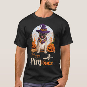 T-shirt Carlin Drôle Chien Joyeux Halloween Classique 576