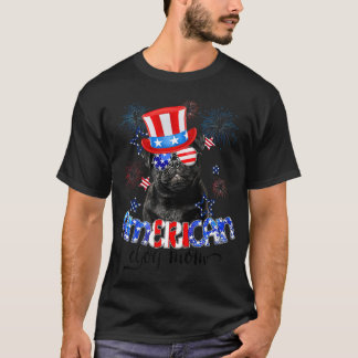T-shirt Carlin drôle porter lunettes de soleil USA Drapeau