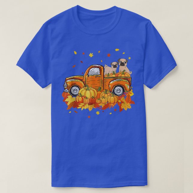 T-shirt Carlin équitation Camion Citrouille Automne Feuill (Design devant)