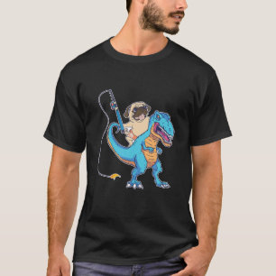 T-shirt Carlin équitation Rex Dinosaur Pêche Funny Chien P