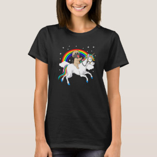 T-shirt Carlin équitation Unicorn Pugicorn Magical Rainbow