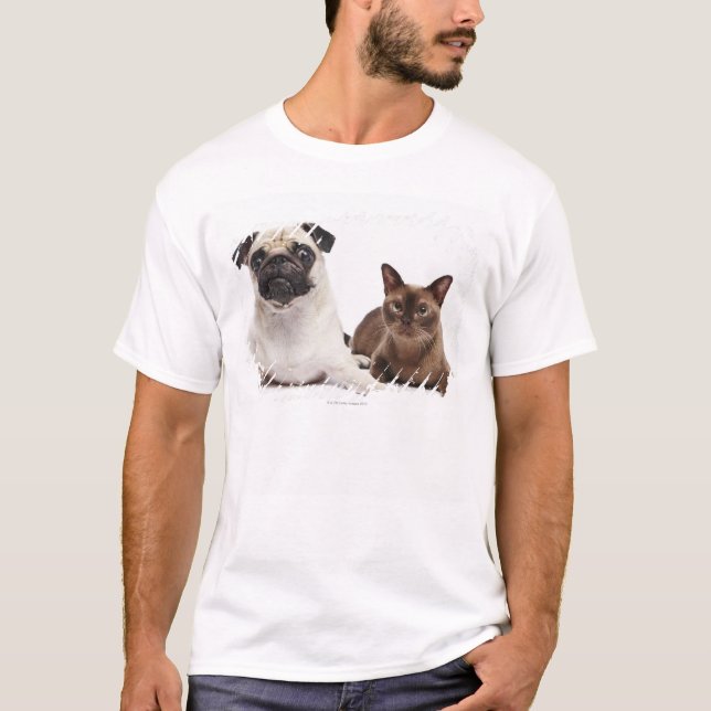 T-shirt Carlin et chat birman (Devant)