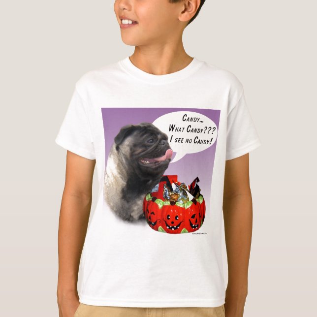 T-shirt Carlin (fawn) Halloween Candy (Devant)