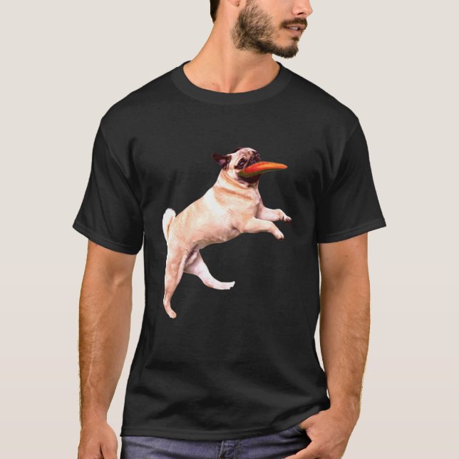 T-shirt Carlin Frisbee Graphisme Lap chiens imprimer Chien (Devant)
