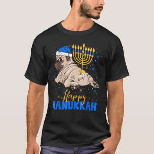 T-shirt Carlin juif Menorah Joyeux Hanoukka Chien Chanukah