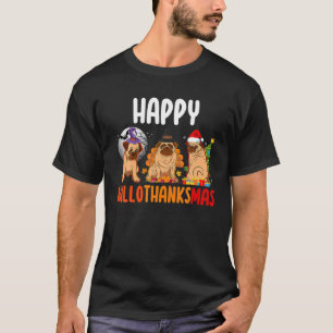 T-shirt Carlin Lover Halloween Joyeux Noël Joyeux Hallotha