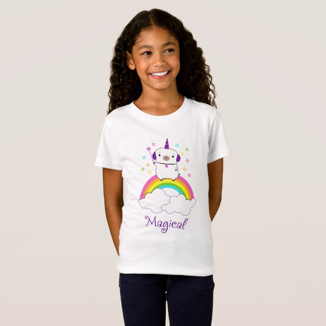 T-Shirt Carlin magique de licorne (Devant entier)