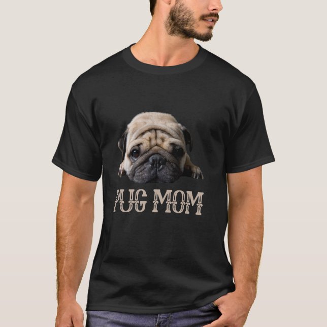 T-shirt Carlin Maman Amoureux de les chiens Fête des mères (Devant)
