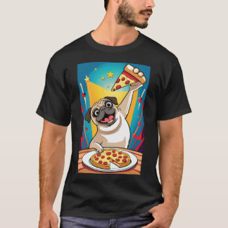 T-shirt carlin mangeant une pizza