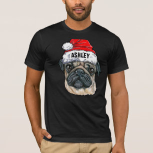T-shirt Carlin mignon Casquette de Noël Chien Big