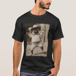 T-shirt Carlin Mignon Chien Cowboy Ridicule