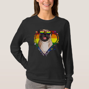 T-shirt Carlin mignon Rainbow Heart Gay pride Lgbt Chien