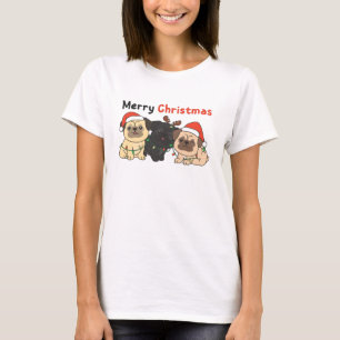 T-shirt Carlin Noël Animaux Chiens mignons Joyeux Noël