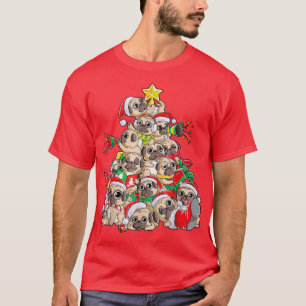 T-shirt Carlin Noël Arbre Chien Père Noël Joyeux Noël Pugm