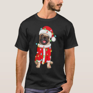 T-shirt Carlin Noël Éclairage Santa Chapeau Carlin Noël