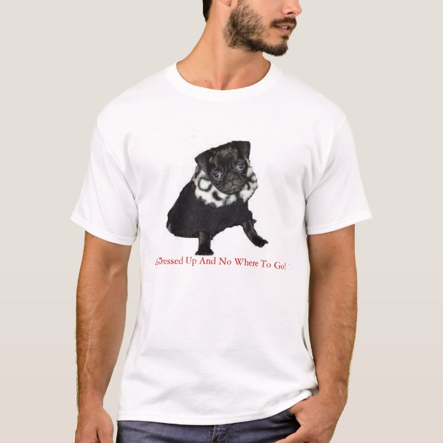 T-shirt Carlin noir mignon (Devant)