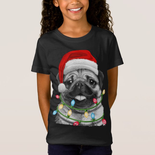 T-Shirt Carlin Père Noël Jeu d'arbres de Noël Joyeux Noël  (Devant)