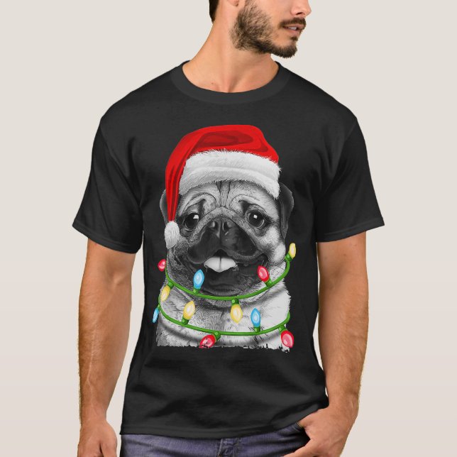 T-shirt Carlin Père Noël Jeu de Noël Lumières Noël Jeu de  (Devant)