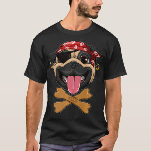 T-shirt Carlin Pirate Halloween Costume Crâne Chien Biscui