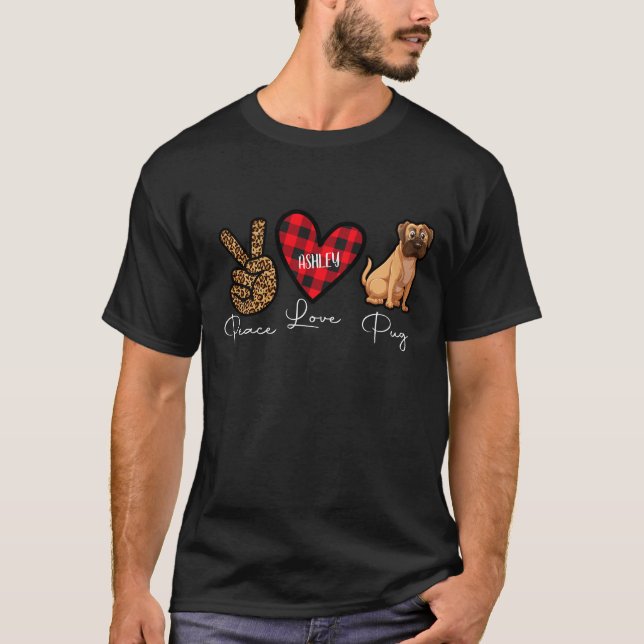 T-shirt Carlin Plaid Peace Lote Chien mignon (Devant)