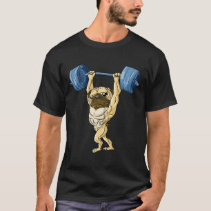 T-shirt Carlin Poids Cute Dog Gym Animal de compagnie Drôl